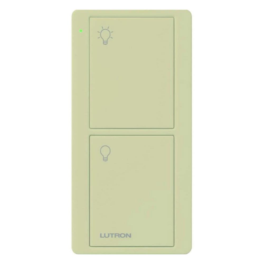 Lutron 2-Button Pico Smart Remote, with Pre-Engraved Light Icons, On/Off Buttons, Gloss Ivory, PJ2-2B-GIV-L01 - Union Lighting and Décor