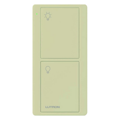 Lutron 2-Button Pico Smart Remote, with Pre-Engraved Light Icons, On/Off Buttons, Gloss Ivory, PJ2-2B-GIV-L01 - Union Lighting and Décor