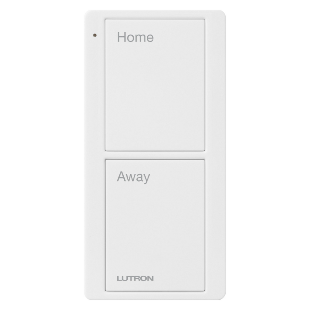 Lutron 2-Button Pico Smart Remote, with Pre-engraved Text-'Home/Away', On/Off Buttons, Gloss White, PJ2-2B-GWH-P01 - Union Lighting and Décor