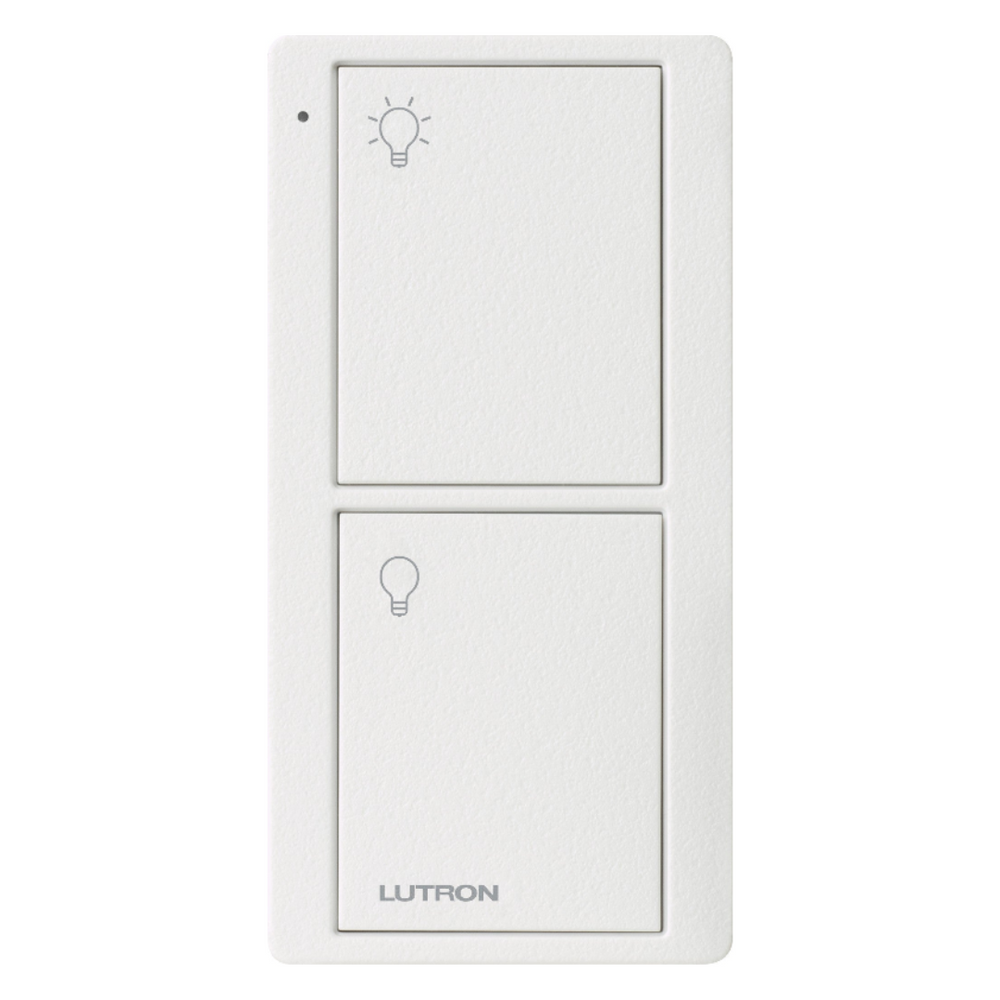 Lutron 2-Button Pico Smart Remote, Pre-Engraved Light Icons, On/Off Buttons, Satin Snow, PJ2-2B-TSW-L01 - Union Lighting and Décor