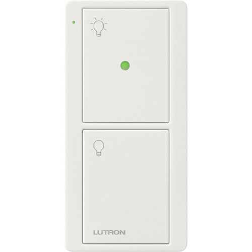 Lutron 2-Button Pico Smart Remote, with Pre-Engraved Light Icons, On/Off Buttons, Gloss White, PJ2-2B-GWH-L01 - Union Lighting and Décor