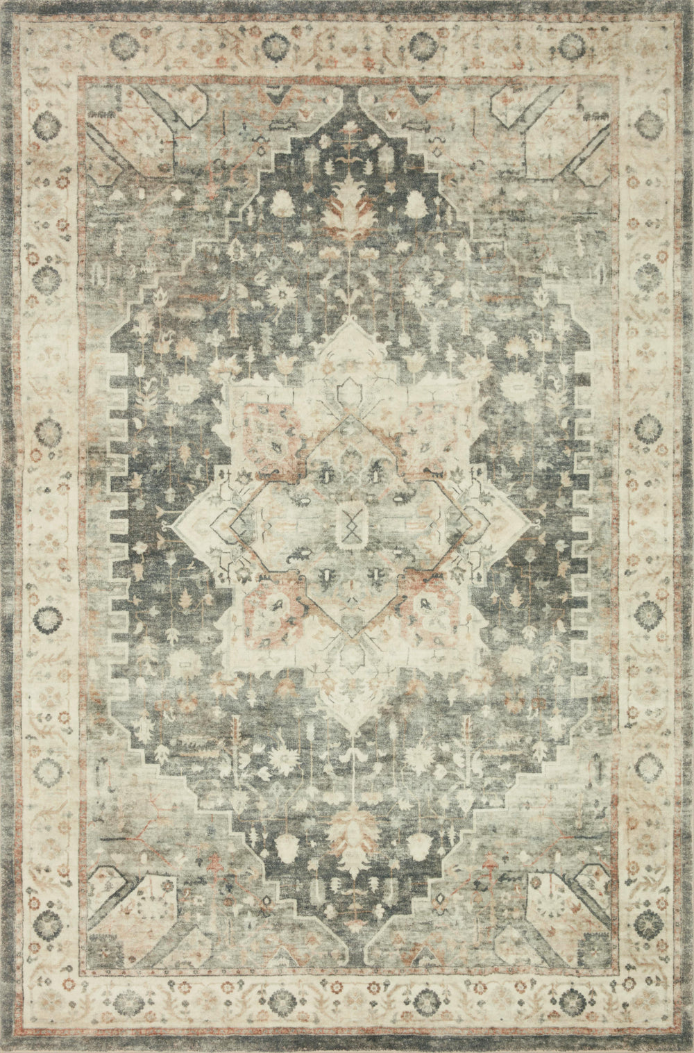 ROS-09 Rosette Slate / Ivory Rug
