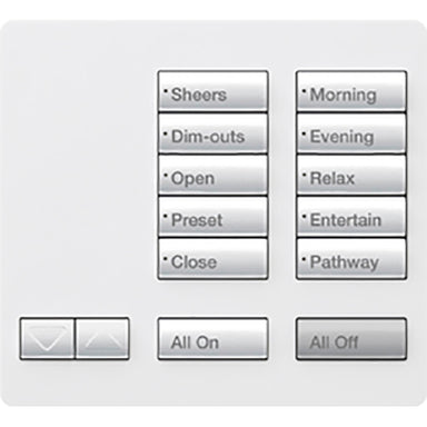 Lutron RadioRA 2 Tabletop Designer Keypad, 10-Button Keypad with Raise/Lower, All On and All Off, RR-T10RL-SW, Satin Snow - Union Lighting and Décor