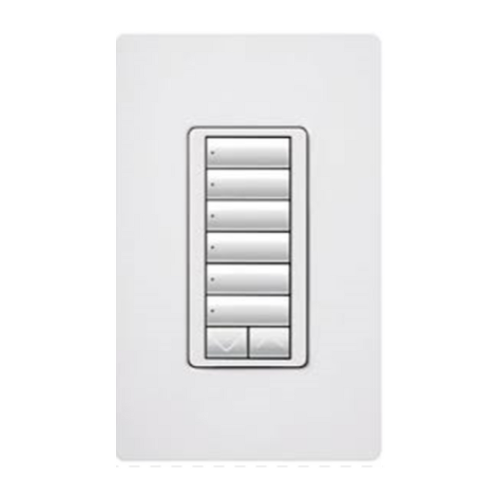 Lutron RadioRA 2 seeTouch LED+ Hybrid Keypad, 6-button layout with Raise/Lower functionality, , Neutral Required, Multi-location/single-pole, 100W LED, 450W Incandescent/Halogen, 450VA MLV, RRD-HN6BRL-WH, Gloss White - Union Lighting and Décor