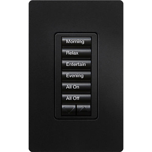 Lutron RadioRA 2 seeTouch Keypad, 6-button layout with Raise/Lower functionality, 120V, Neutral Required, RRD-W6BRL-MN, Satin Midnight - Union Lighting and Décor