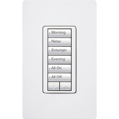 Lutron RadioRA 2 seeTouch Keypad, 6-button layout with Raise/Lower functionality, 120V, Neutral Required, RRD-W6BRL-WH, Gloss White - Union Lighting and Décor