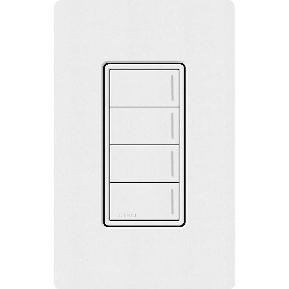 Lutron RadioRA 3 Sunnata RF Keypads, 3-Button Keypad with Raise/Lower, 120-277V, Neutral Required, RRST-W4B-SW, Satin Snow - Union Lighting and Décor