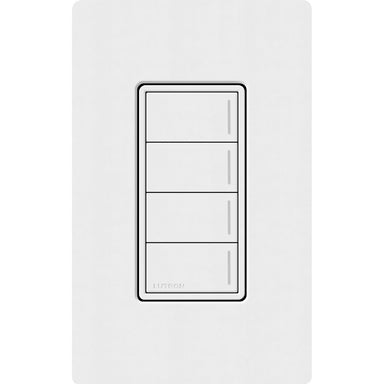 Lutron RadioRA 3 Sunnata RF Keypads, 3-Button Keypad with Raise/Lower, 120-277V, Neutral Required, RRST-W4B-SW, Satin Snow - Union Lighting and Décor