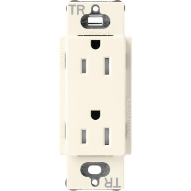 Lutron Claro Tamper-Resistant Duplex Receptacle, Decorator-Style Outlet, 15 Amp, Includes Shutter Mechanism, SCRS-15-TR-BI, Satin Biscuit - Union Lighting and Décor