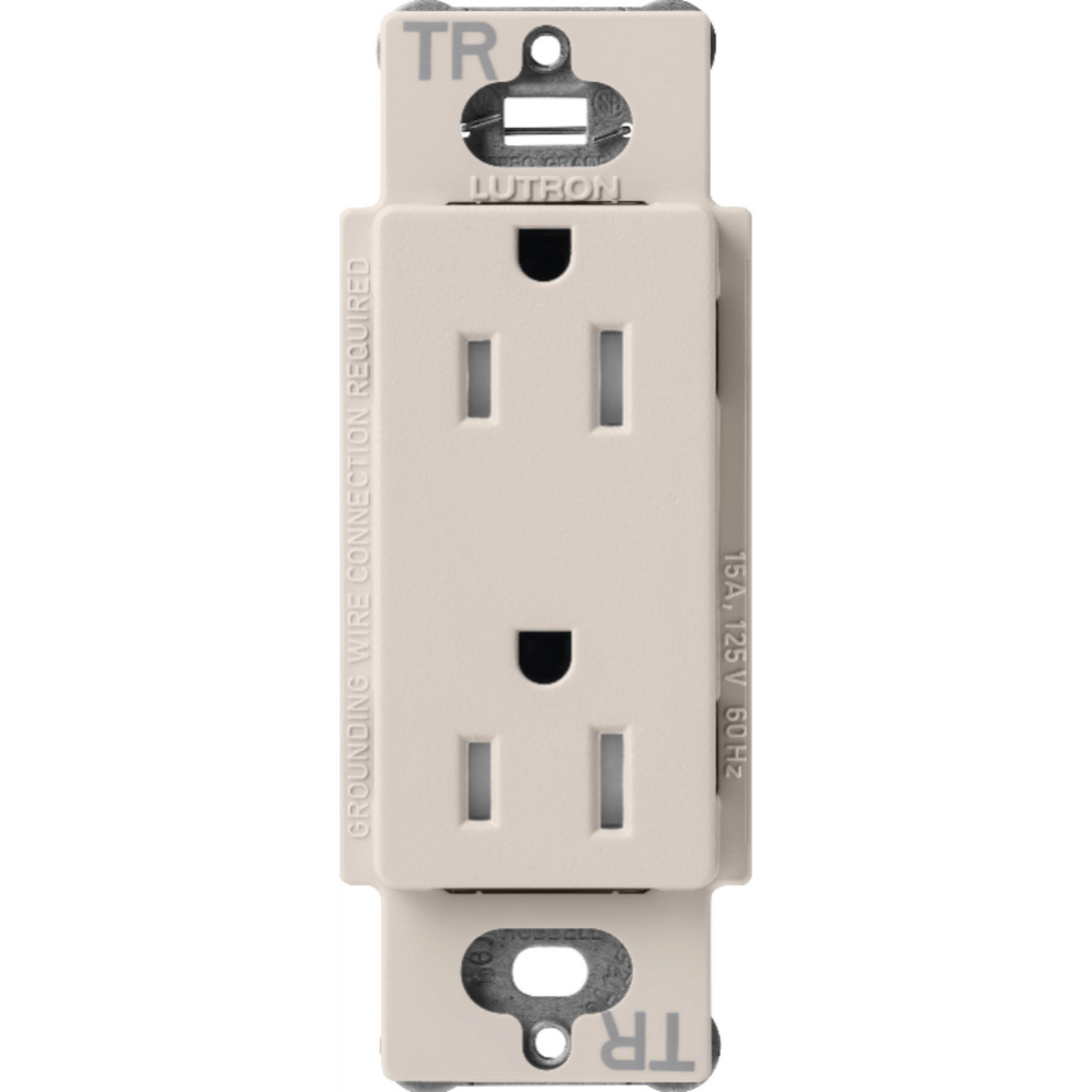 Lutron Claro Tamper-Resistant Duplex Receptacle, Decorator-Style Outlet, 15 Amp, Includes Shutter Mechanism, SCRS-15-TR-TP, Satin Taupe - Union Lighting and Décor