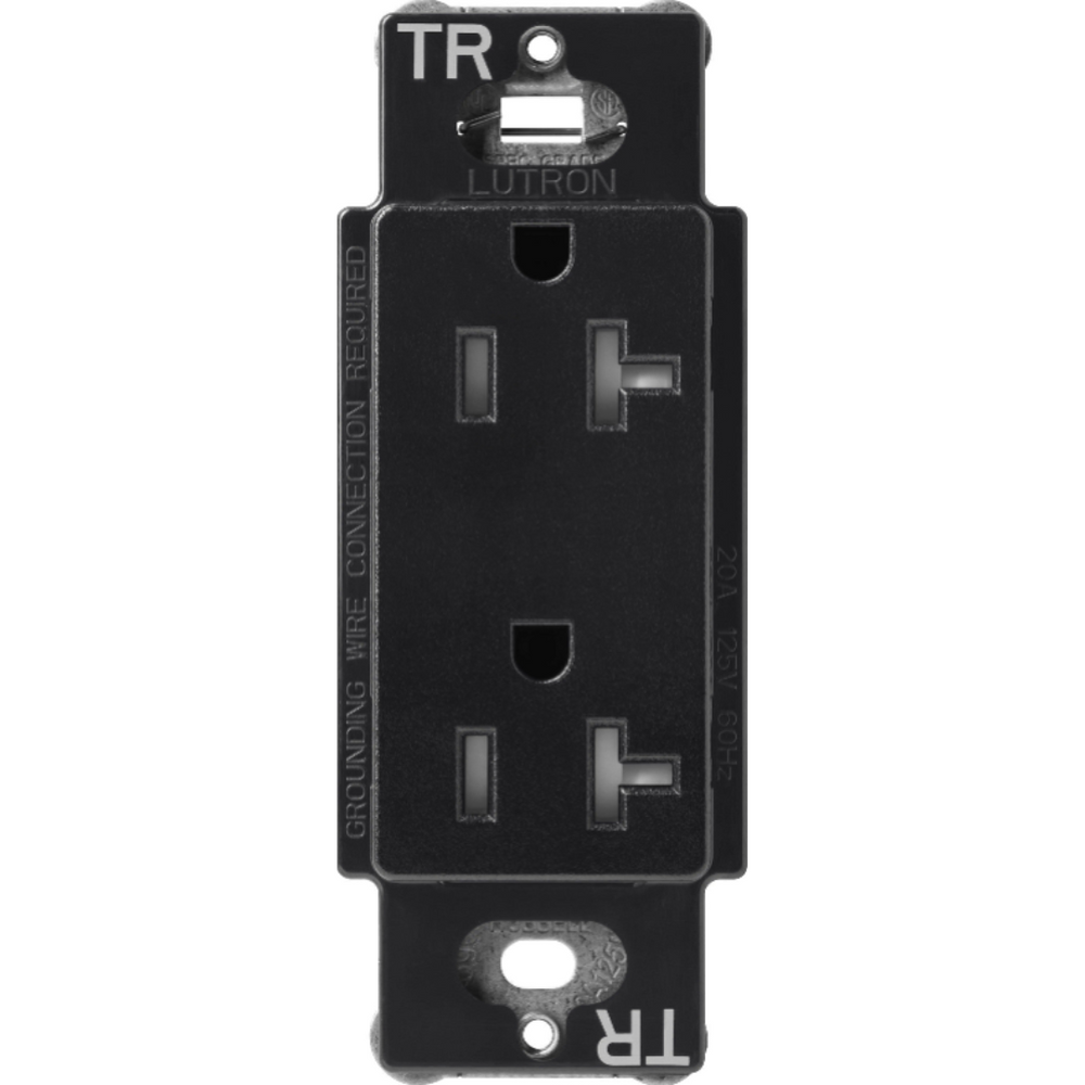 Lutron Claro Tamper-Resistant Duplex Receptacle, Decorator-Style Outlet, 20 Amp, Includes Shutter Mechanism, SCRS-20-TR-MN, Satin Midnight - Union Lighting and Décor