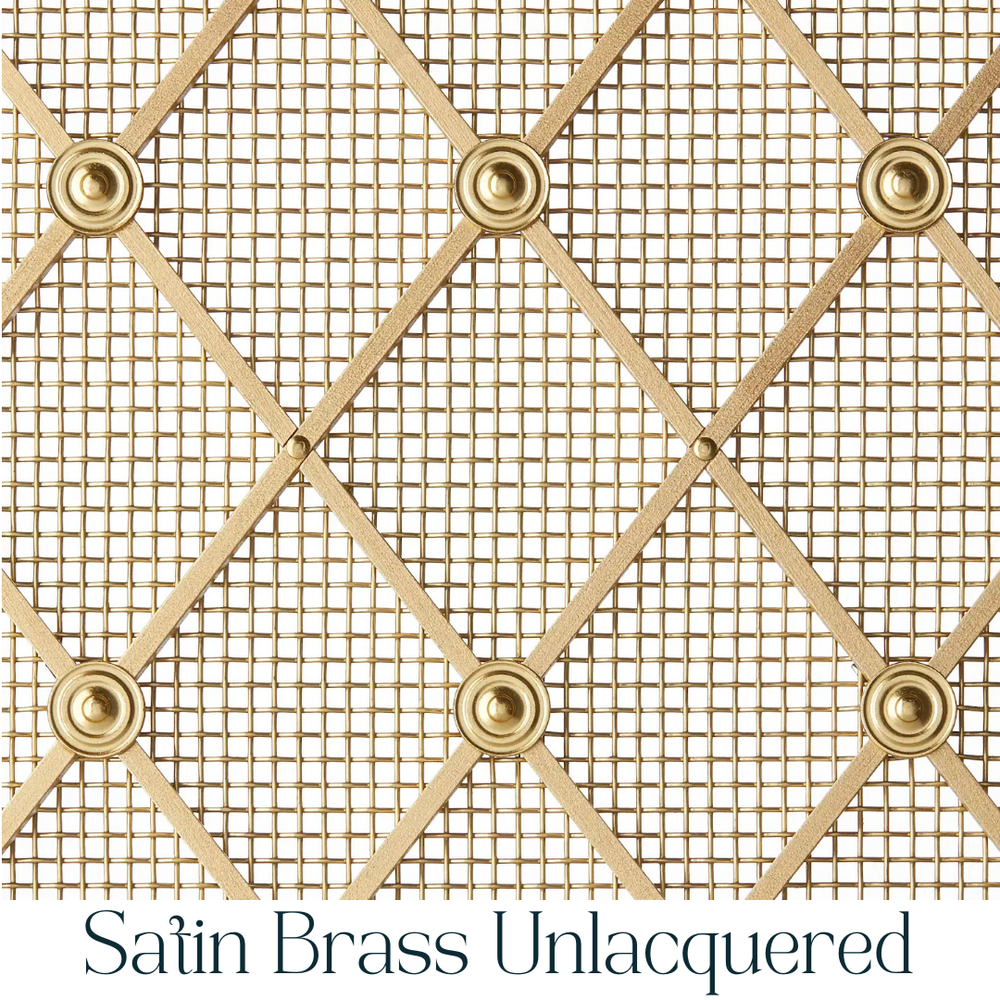 10mm Diamond Interwoven Grille In Satin Brass Unlacquered on 3mm Plain Wire with Fine Mesh