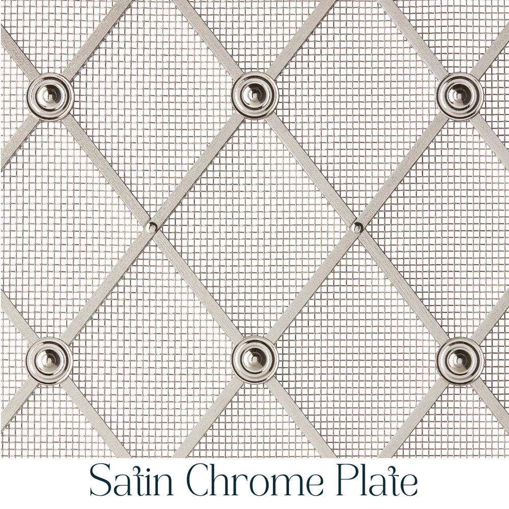 10mm Diamond Interwoven Grille In Satin Chrome Plate on 3mm Plain Wire with Fine Mesh