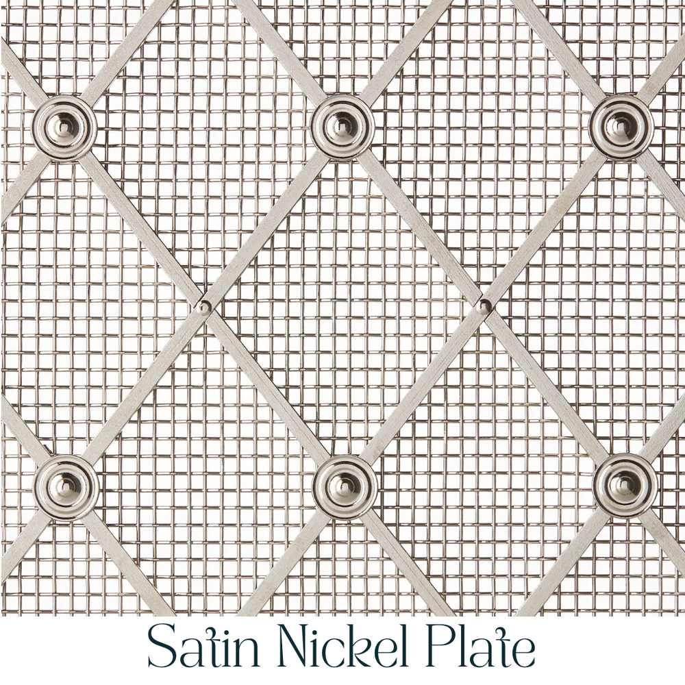 10mm Diamond Interwoven Grille In Satin Nickel Plate on 3mm Plain Wire with Fine Mesh