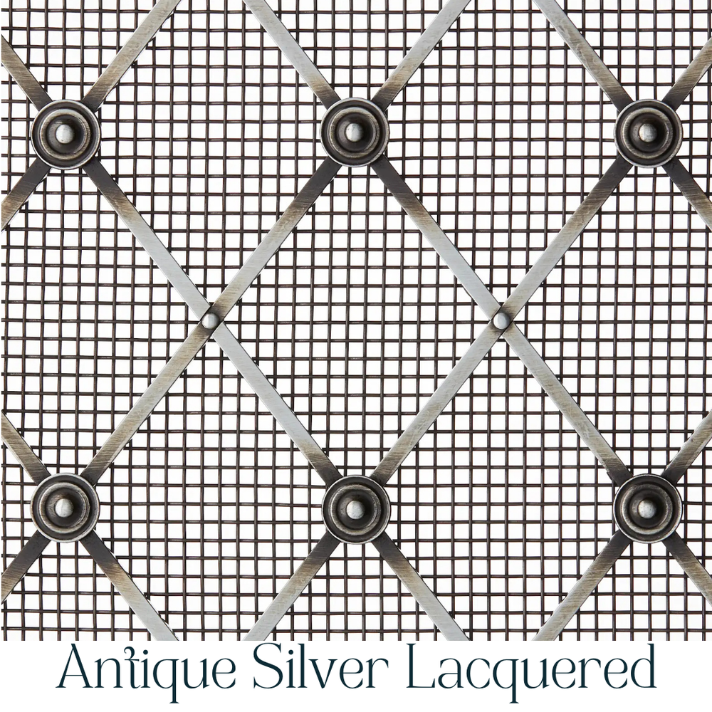 10mm Diamond Interwoven Grille In Antique Silver Lacquered on 3mm Plain Wire with Fine Mesh