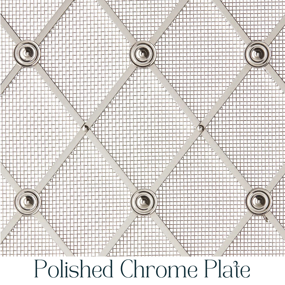 10mm Diamond Interwoven Grille In Polished Chrome Plate on 3mm Plain Wire with Fine Mesh