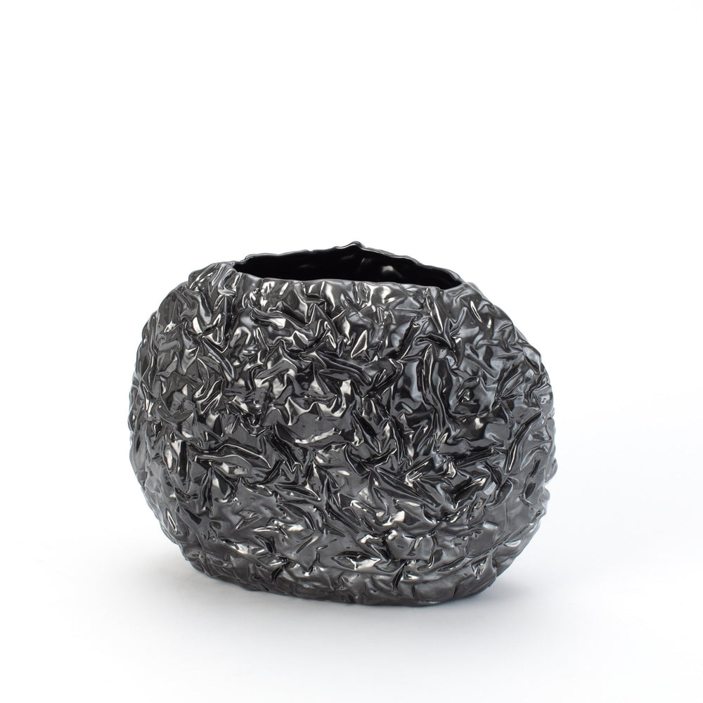 Crinkled Paper Oval Bowl and Vases