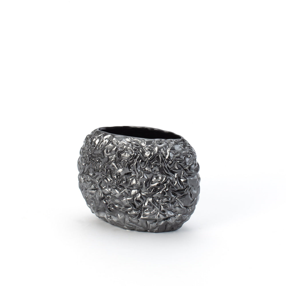 Crinkled Paper Oval Bowl and Vases