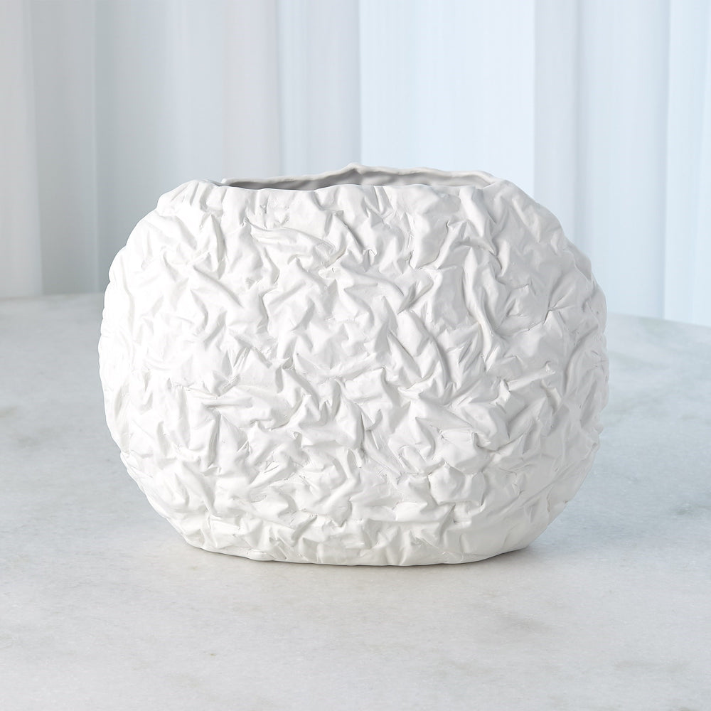 Crinkled Paper Oval Bowl and Vases