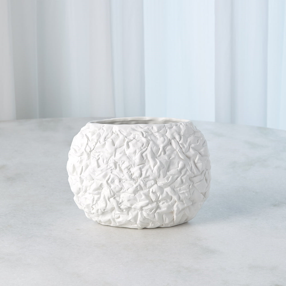 Crinkled Paper Oval Bowl and Vases