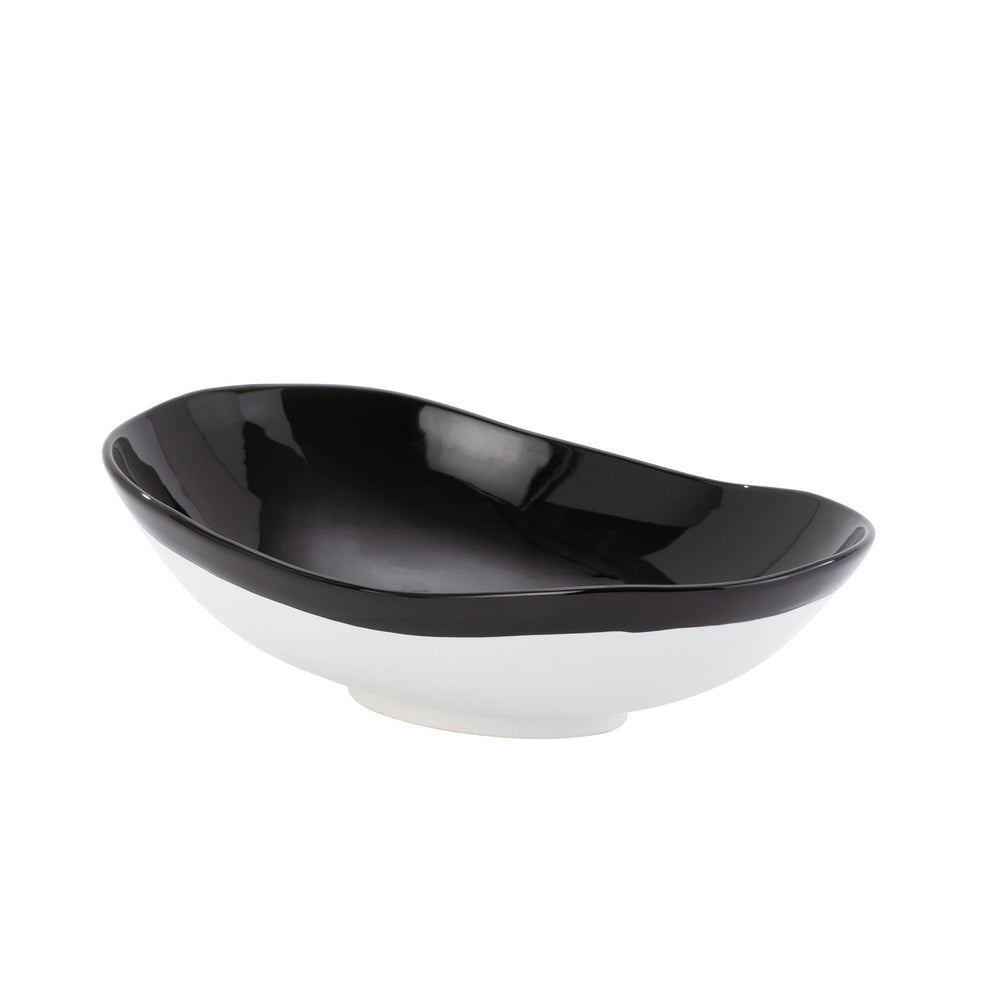 Organic Oval Bowl Glossy Black/Matte White
