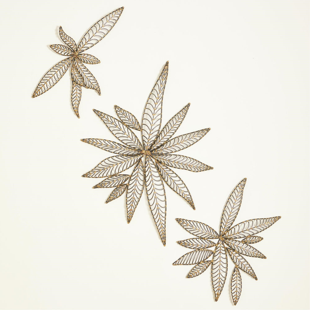 S/3 Leaf Wall Decor Natural Iron