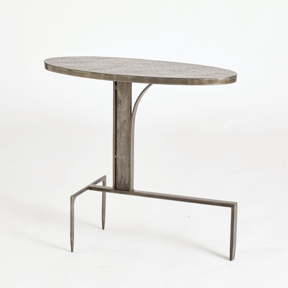 Tables latérales en porte-à-faux martelées fer naturel
