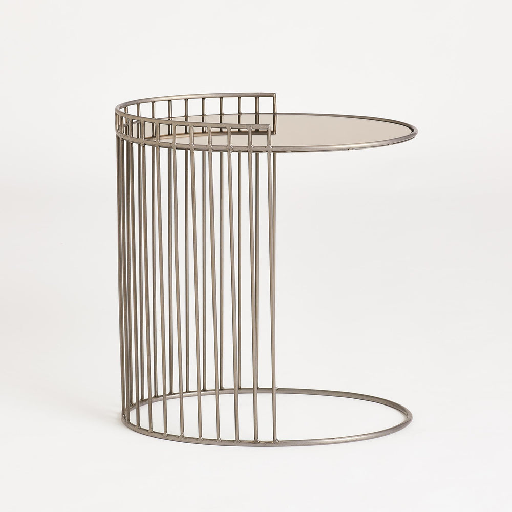 Tables latérales ovales avec miroirs en bronze fer naturel