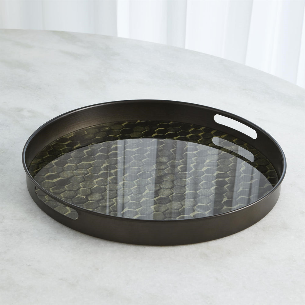 Screen Printed Hive Round Tray Bronze