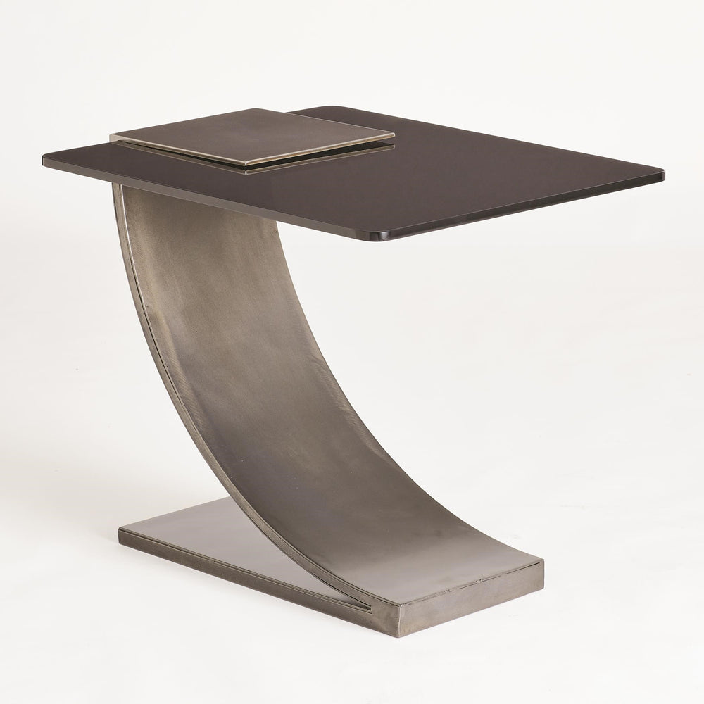 Side Tables w/Smoke Glass Light Gunmetal