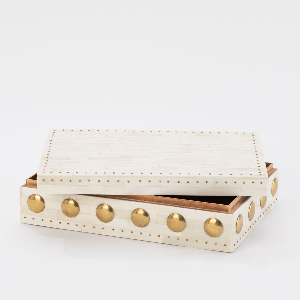 Bone Boxes and Tray with Brass Stud Accents