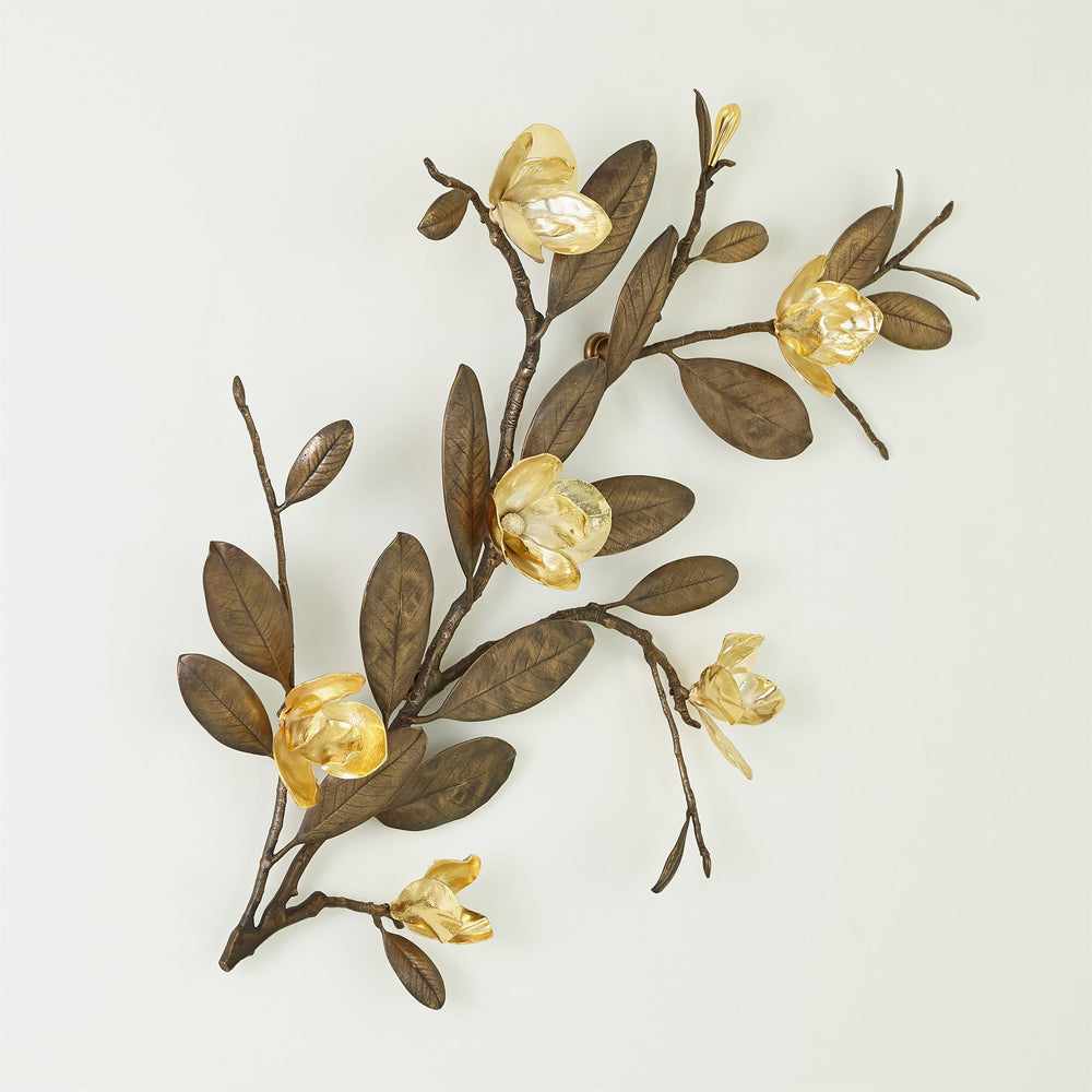 Magnolia Branch Wall Art Antique Brass/Gold