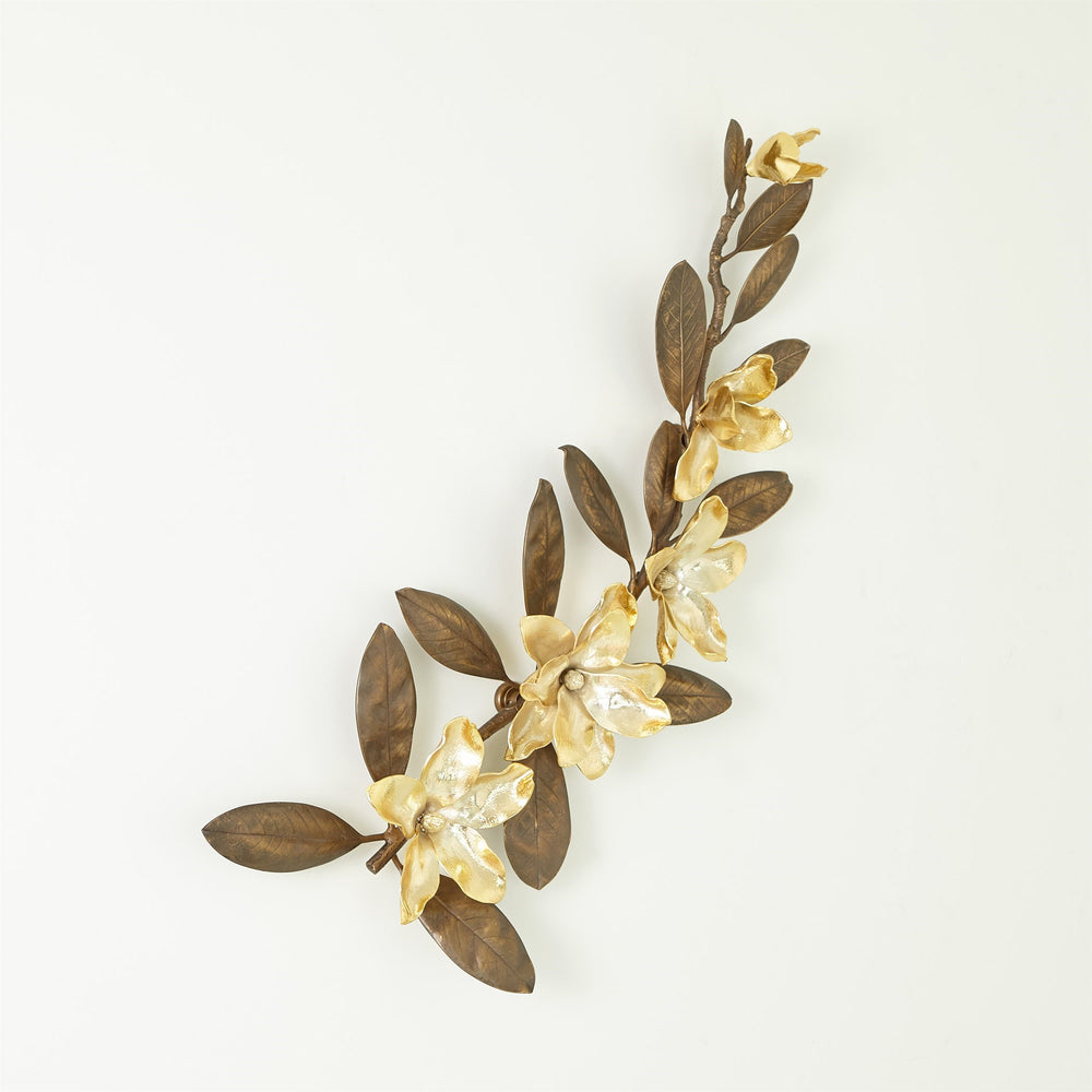 Magnolia Branch Wall Art Antique Brass/Gold