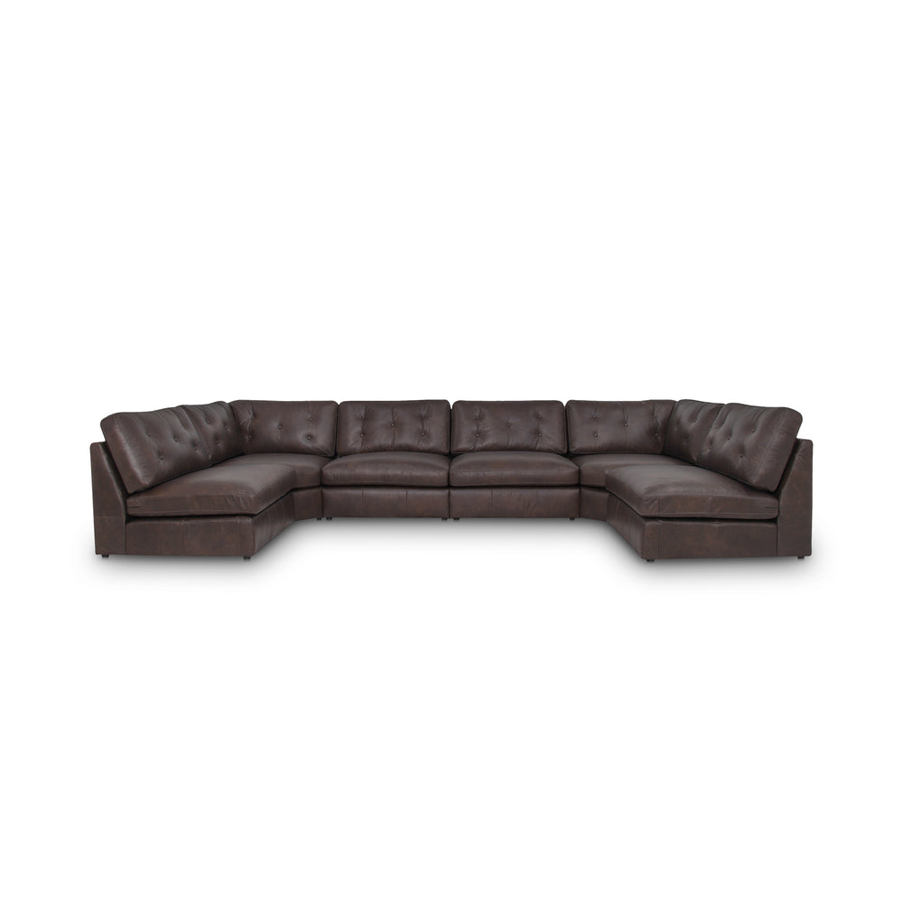 Thurlow U Shaped Modular Armless Sectional   Espresso  Leather