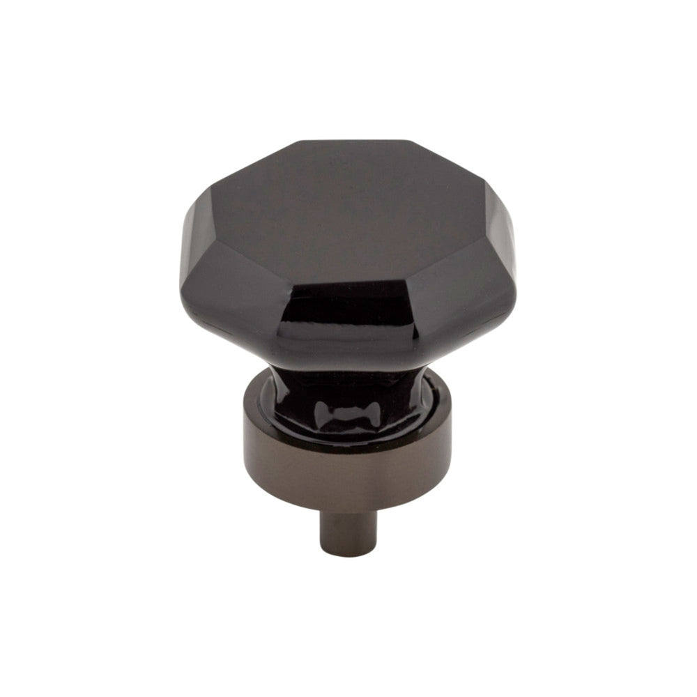 Black Octagon Crystal Round Knob