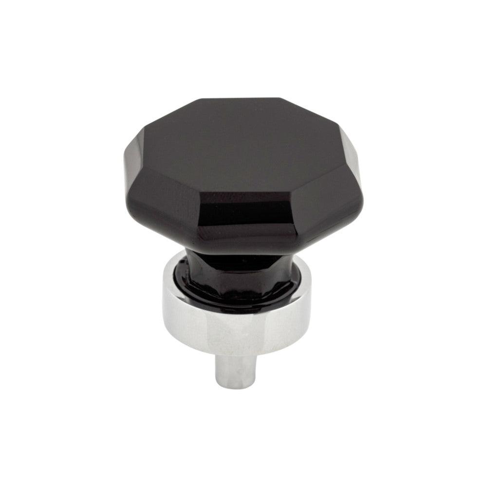 Black Octagon Crystal Round Knob