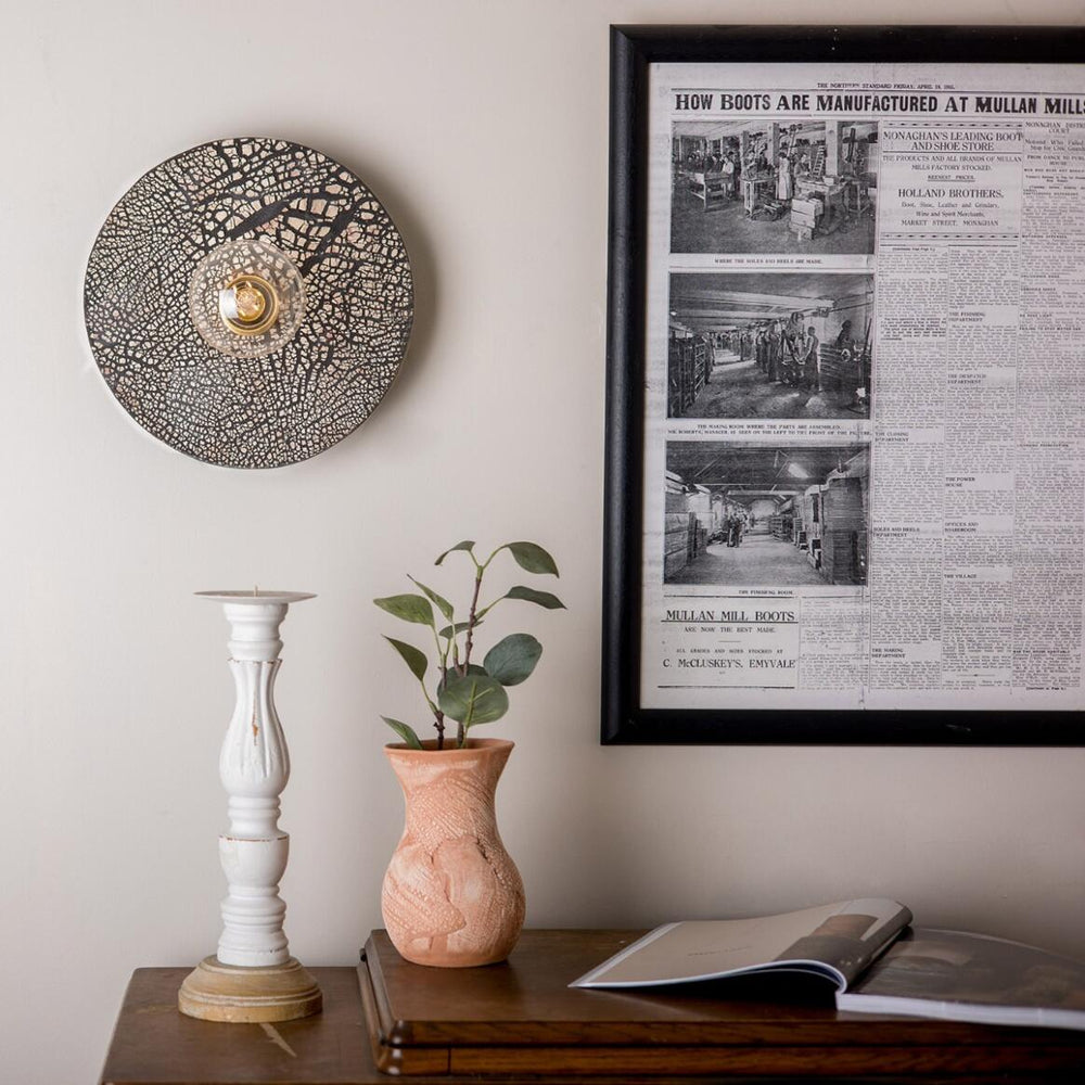 Bog Oak Wall Light- Black Clay