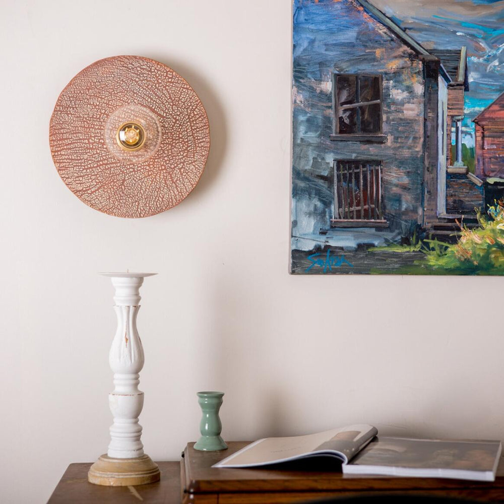 Bog Oak Wall Light - Red Iron