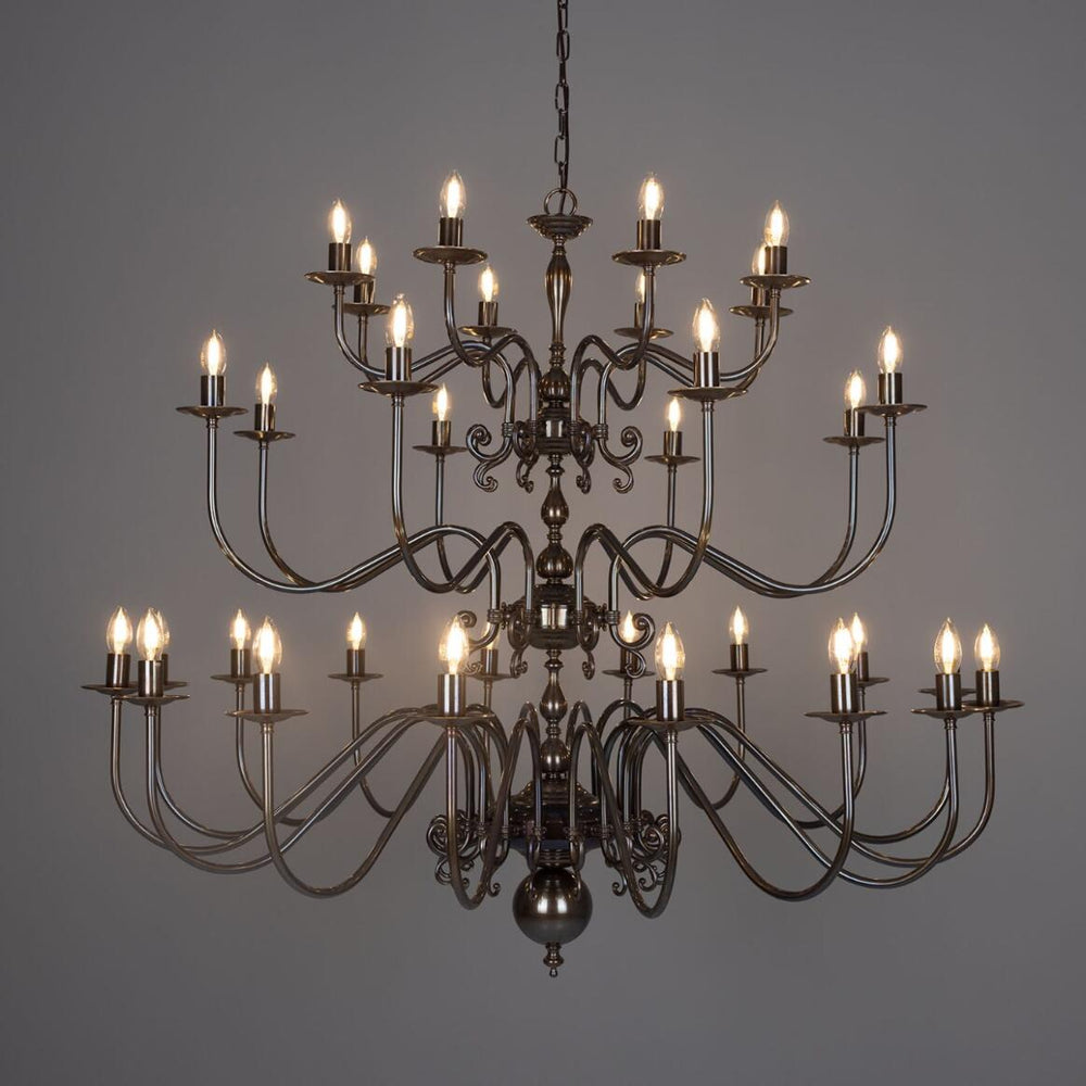 Flemish Chandelier 16+8+8 Arm Antique Brass