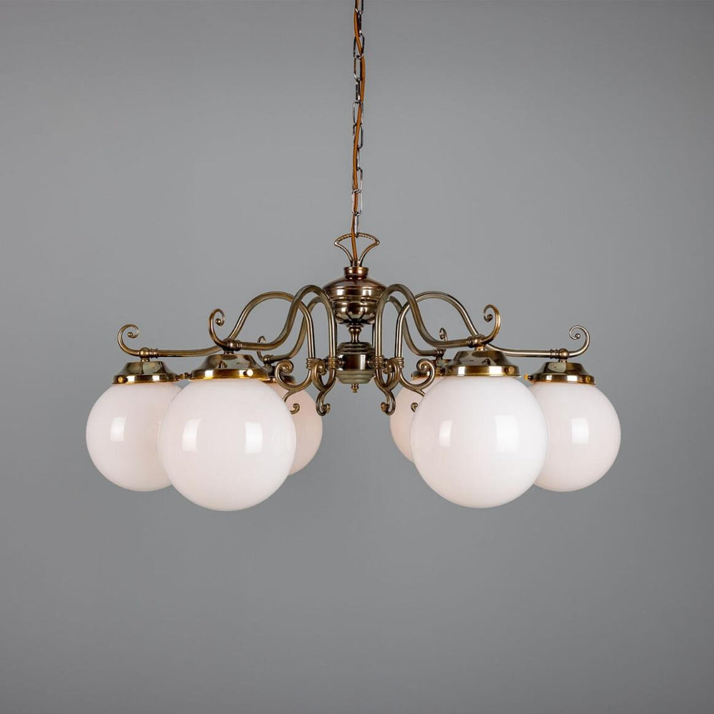 Kilturk 6 Arm Chandelier Antique Brass (GL044E)