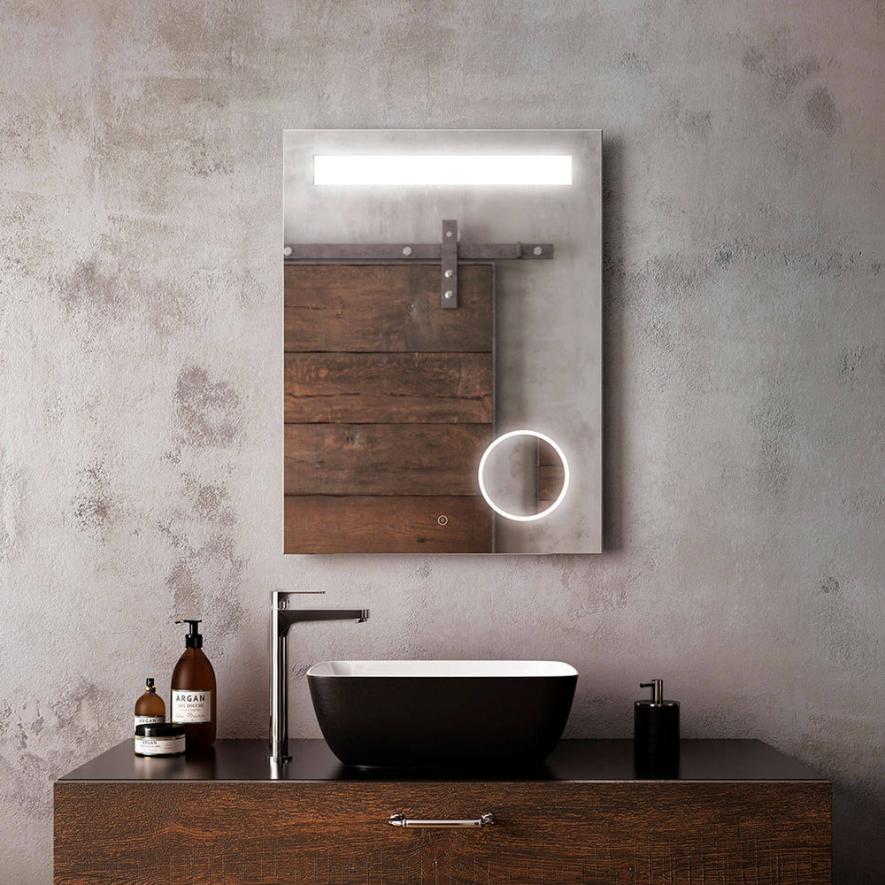 Miroir d'éclairage LED d'emblème rectangulaire