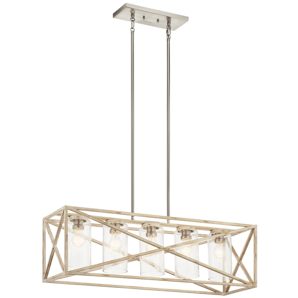 Kichler Canada - Five Light Linear Chandelier - Moorgate - Distressed Antique White- Union Lighting Luminaires Decor