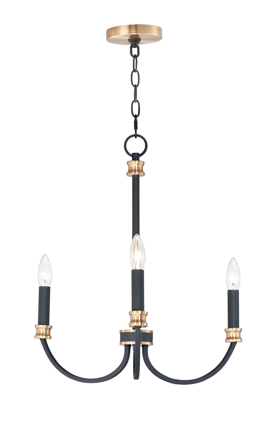 Maxim - Three Light Chandelier - Charlton - Black / Antique Brass- Union Lighting Luminaires Decor