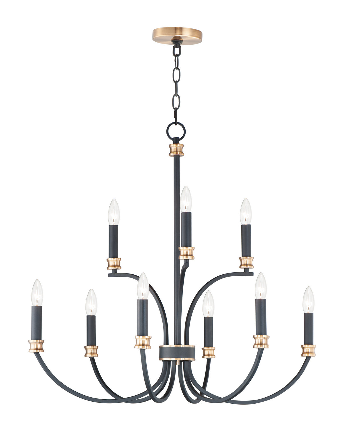 Maxim - Nine Light Chandelier - Charlton - Black / Antique Brass- Union Lighting Luminaires Decor
