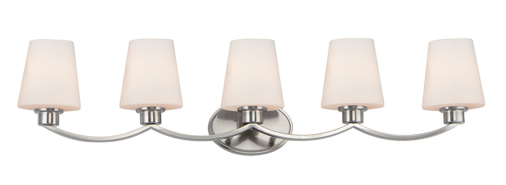 Maxim - Five Light Bath Vanity - Shelter - Satin Nickel- Union Lighting Luminaires Decor