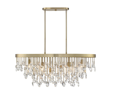 Savoy House - Eight Light Linear Chandelier - Livorno - Noble Brass- Union Lighting Luminaires Decor