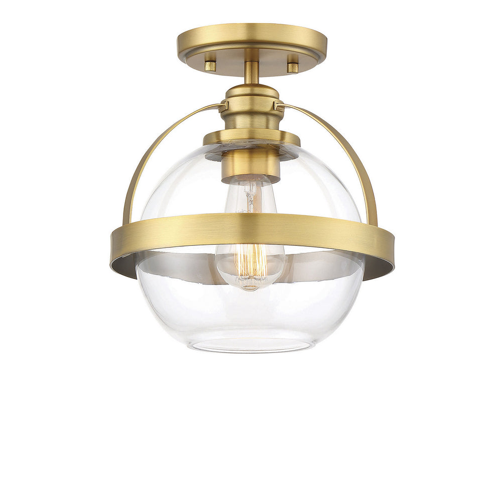 Savoy House - One Light Semi-Flush Mount - Pendleton - Warm Brass- Union Lighting Luminaires Decor