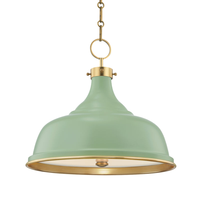 Hudson Valley - Three Light Pendant - Painted No.1 - Aged Brass/Leaf Green Combo- Union Lighting Luminaires Decor
