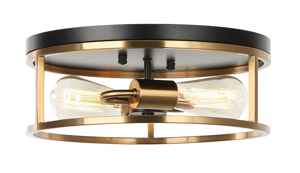 Matteo Canada - Two Light Flush Mount - Clarke - Black & Aged Gold Brass- Union Lighting Luminaires Decor