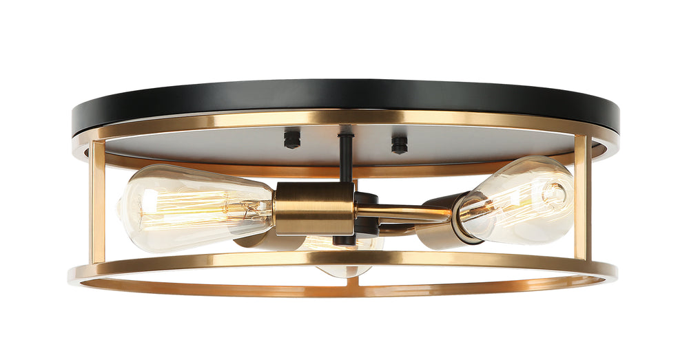 Matteo Canada - Three Light Ceiling Mount - Clarke - Black & Aged Gold Brass- Union Lighting Luminaires Decor